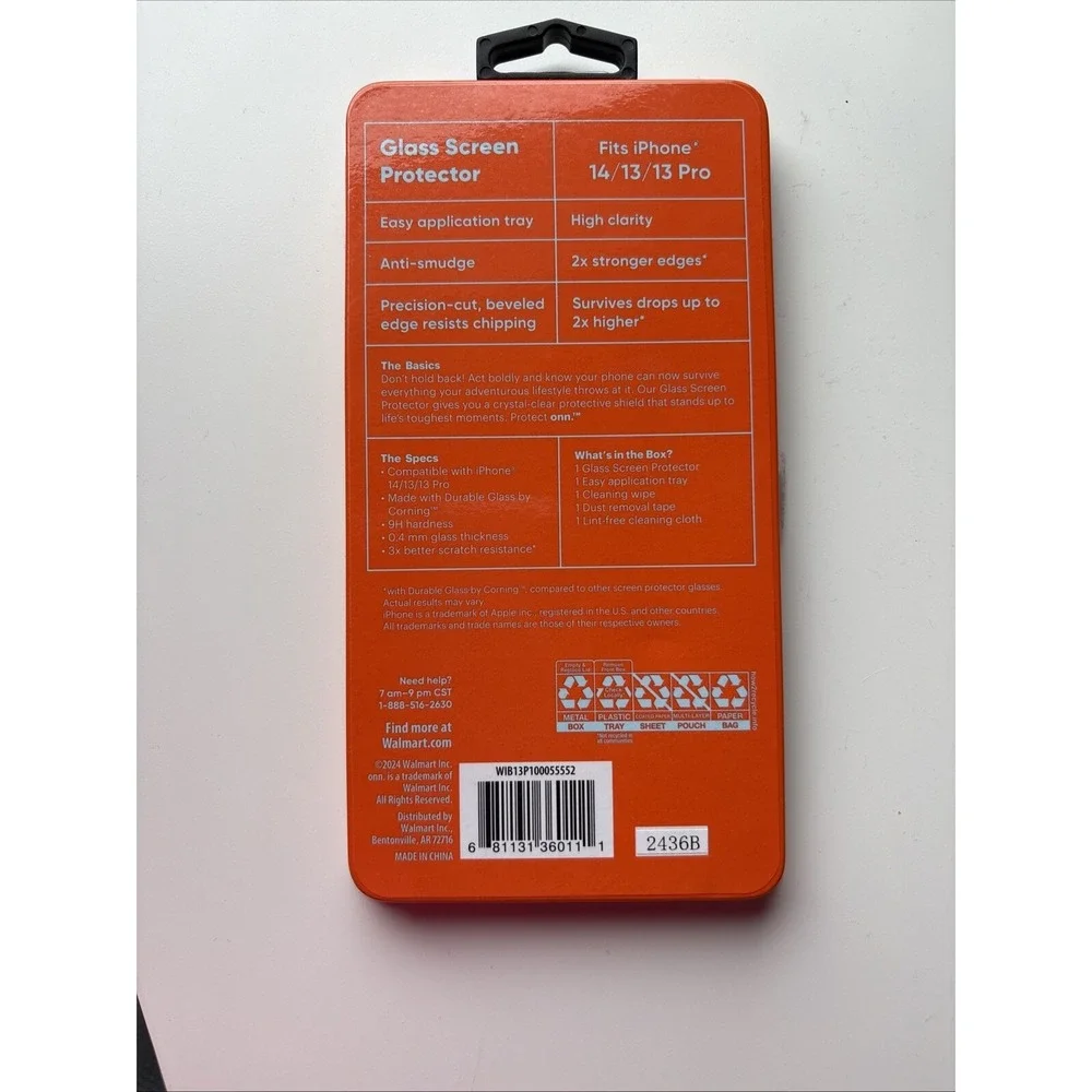 Protect Onn.‎ Glass Screen Protector For Iphone 14/13 13 Pro Open Box NEW